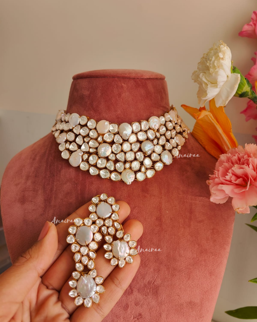 Polki mother of pearl bridal set