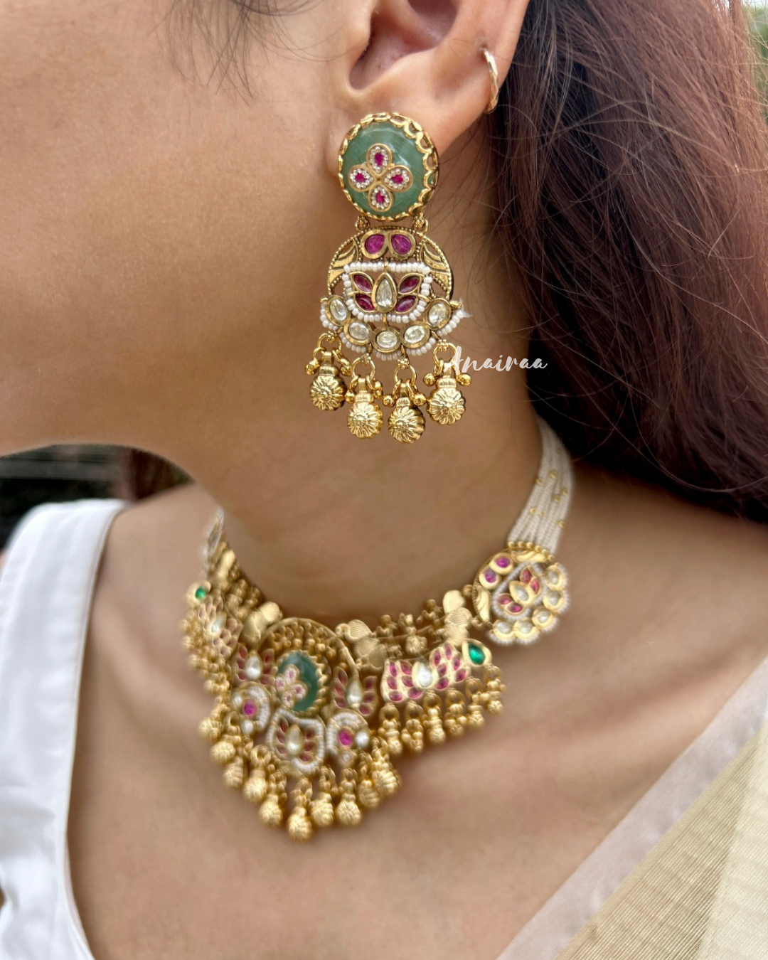 Antique jadau necklace set