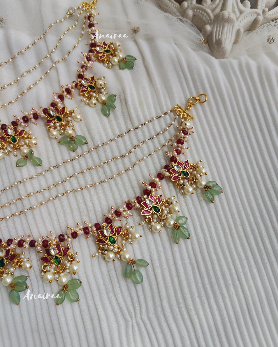 Lotus multi paachi kundan earchains