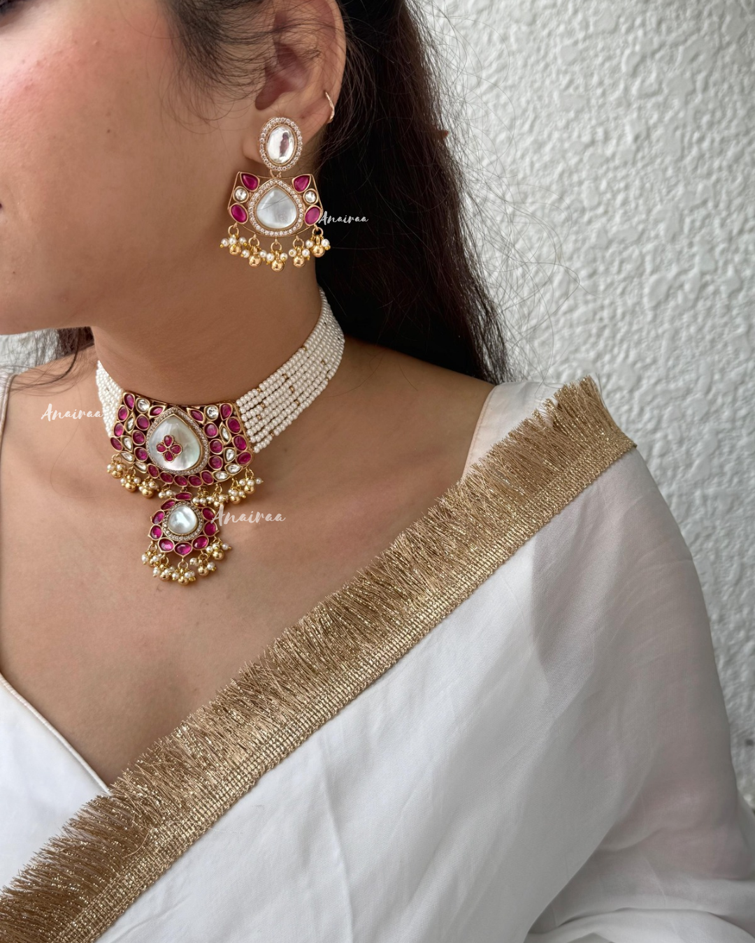 Shreya polki Mop choker set