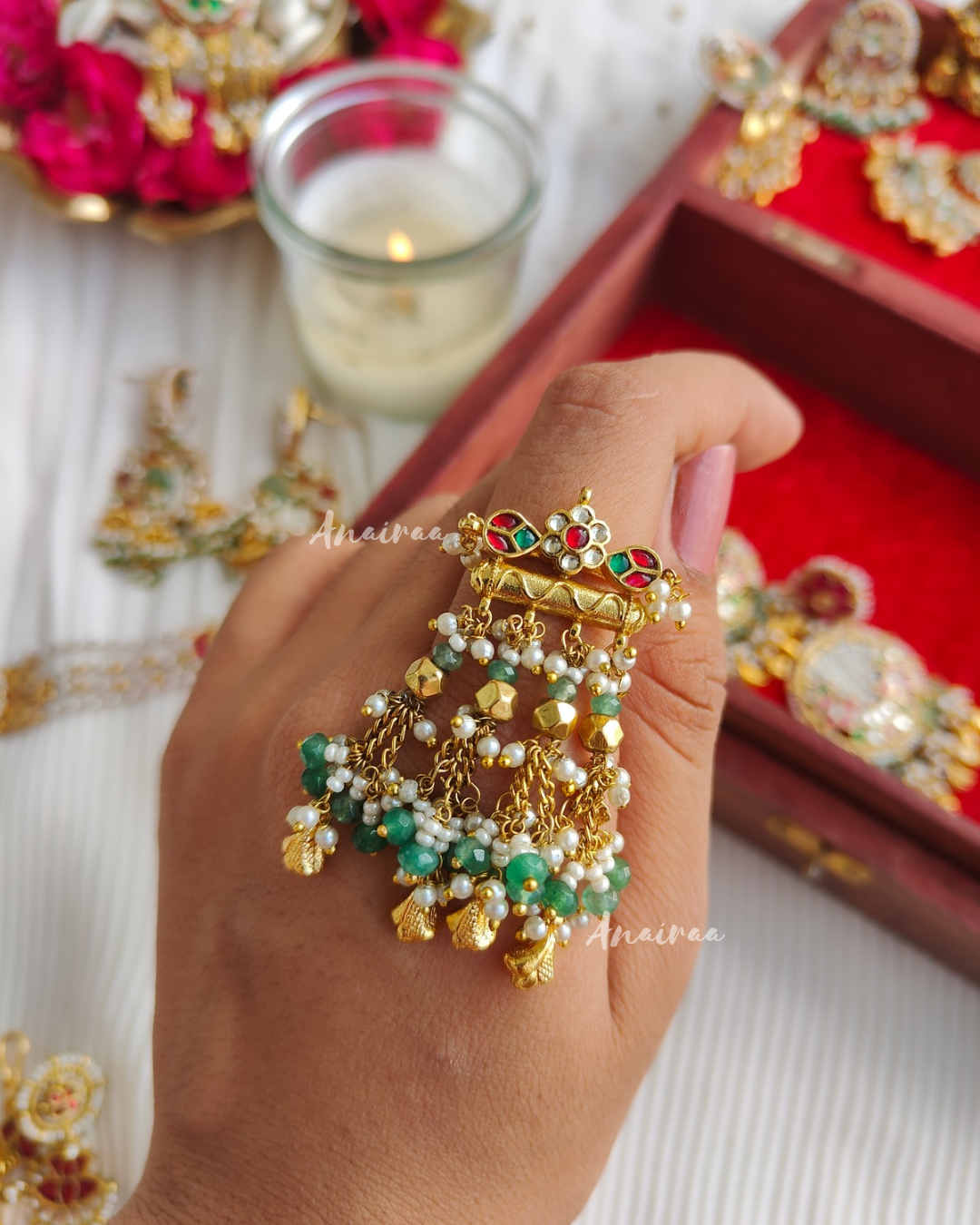 Heritage Paachi kundan ring