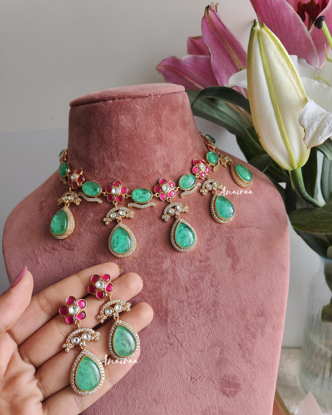 Teena polki necklace set