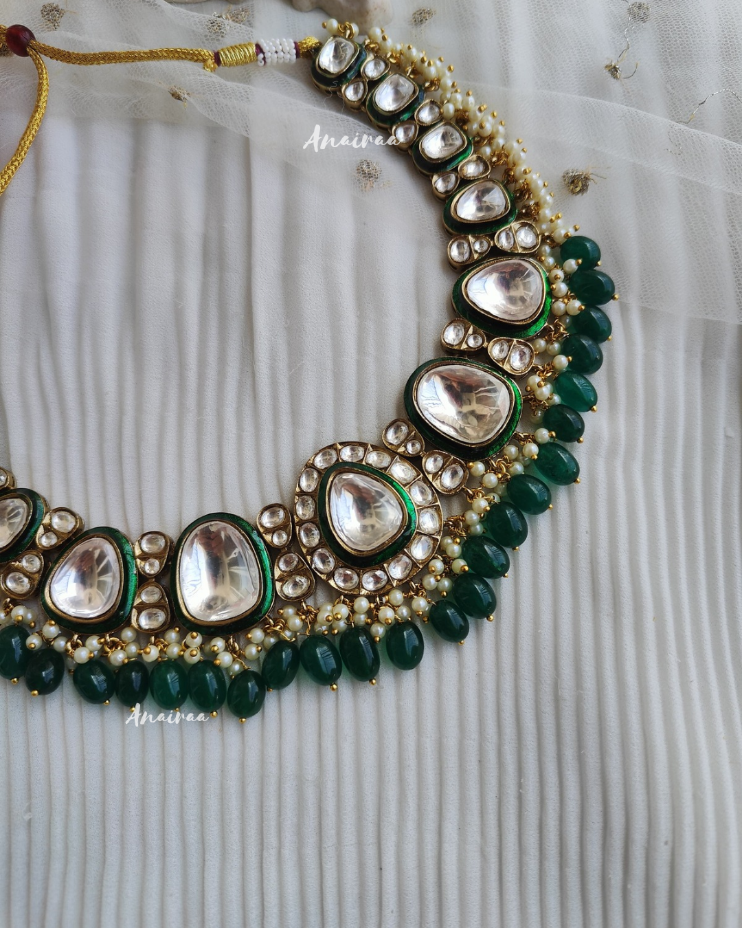 Anvi bridal polki meena necklace set