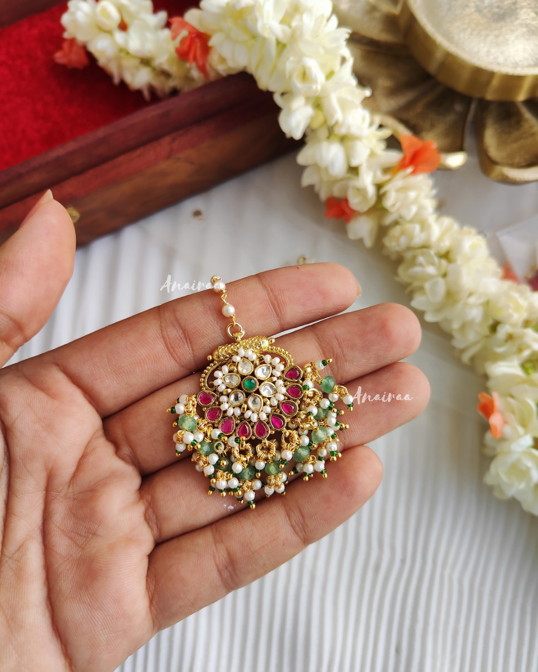 Paachi kundan maangtikka