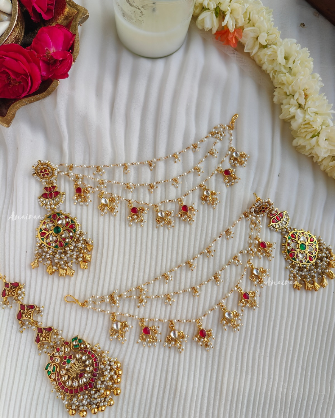 Paachi kundan maangtikka set