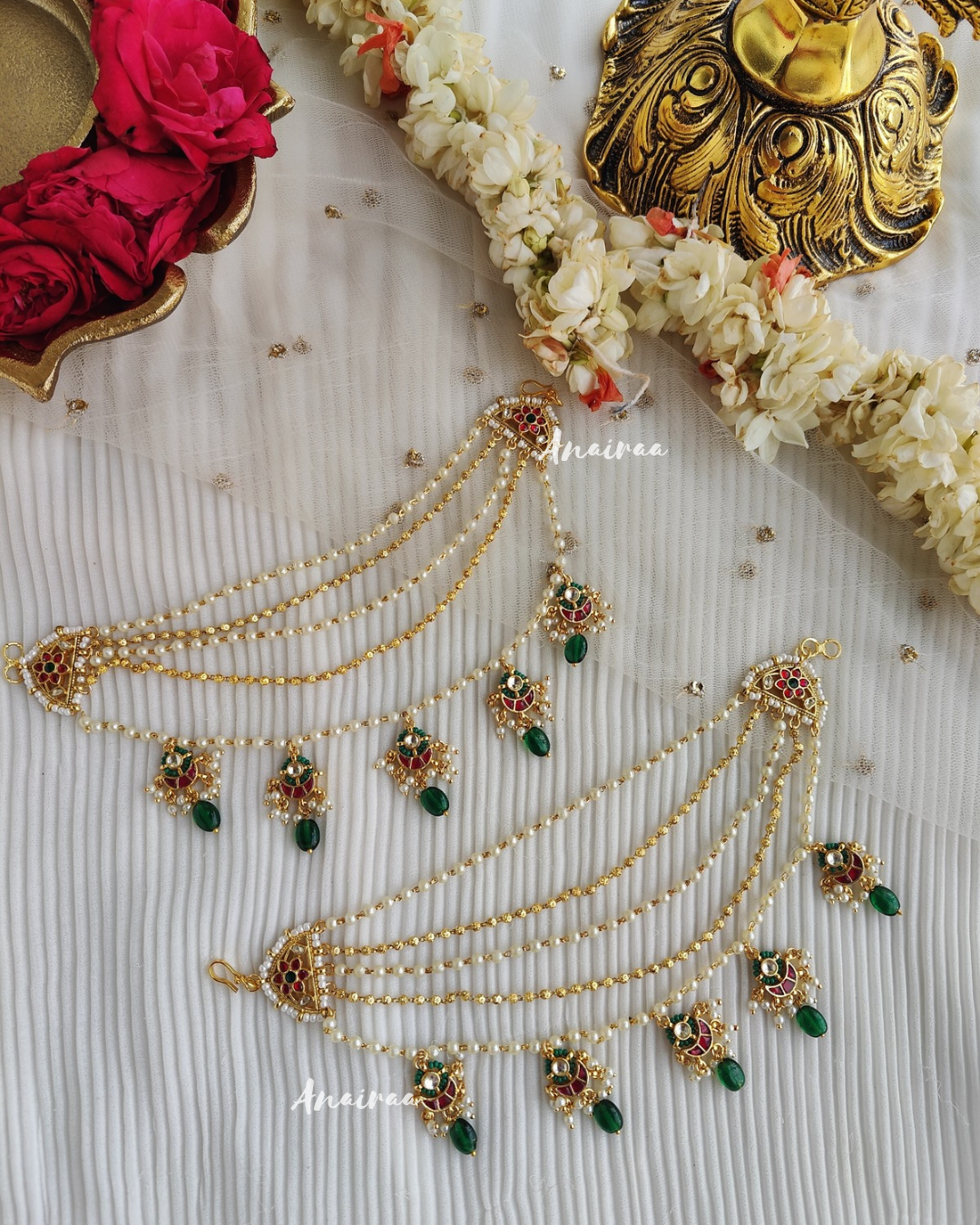 Shyamashree kundan Chandbali with earchains