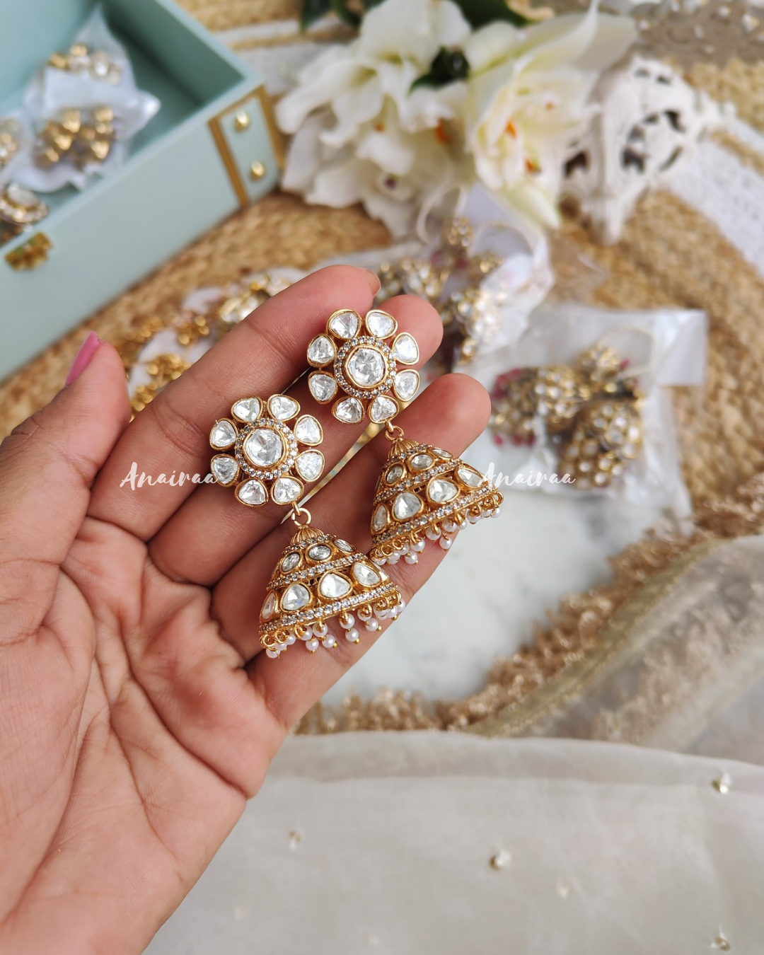 Moissanite  jhumkas