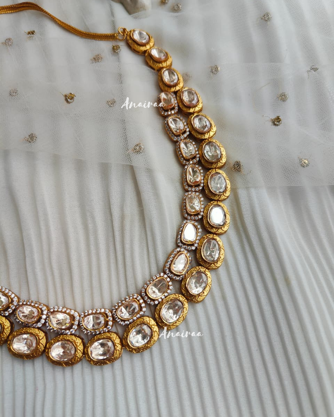 Double layered real moissanite necklace set