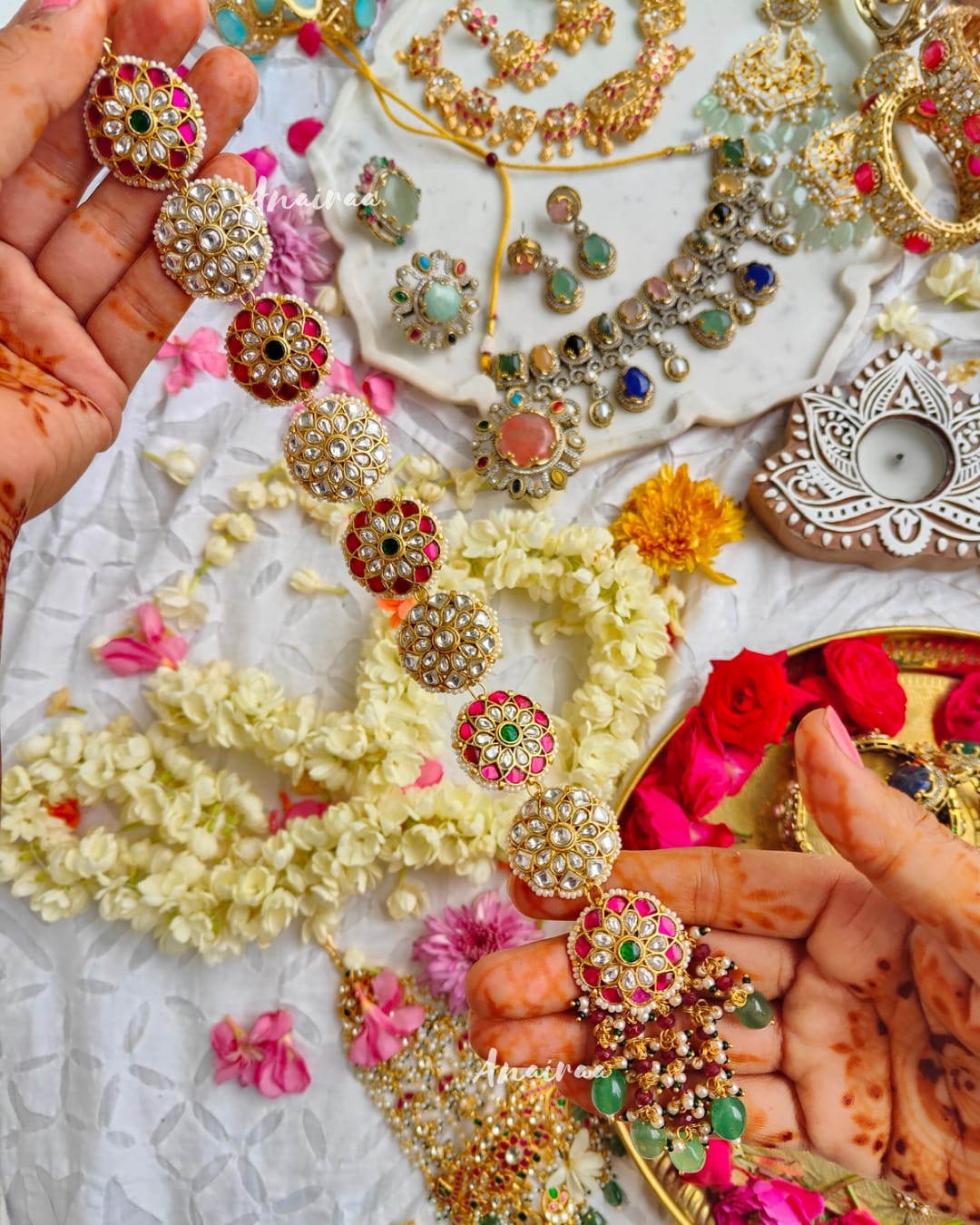 Multi color paachi kundan chotla