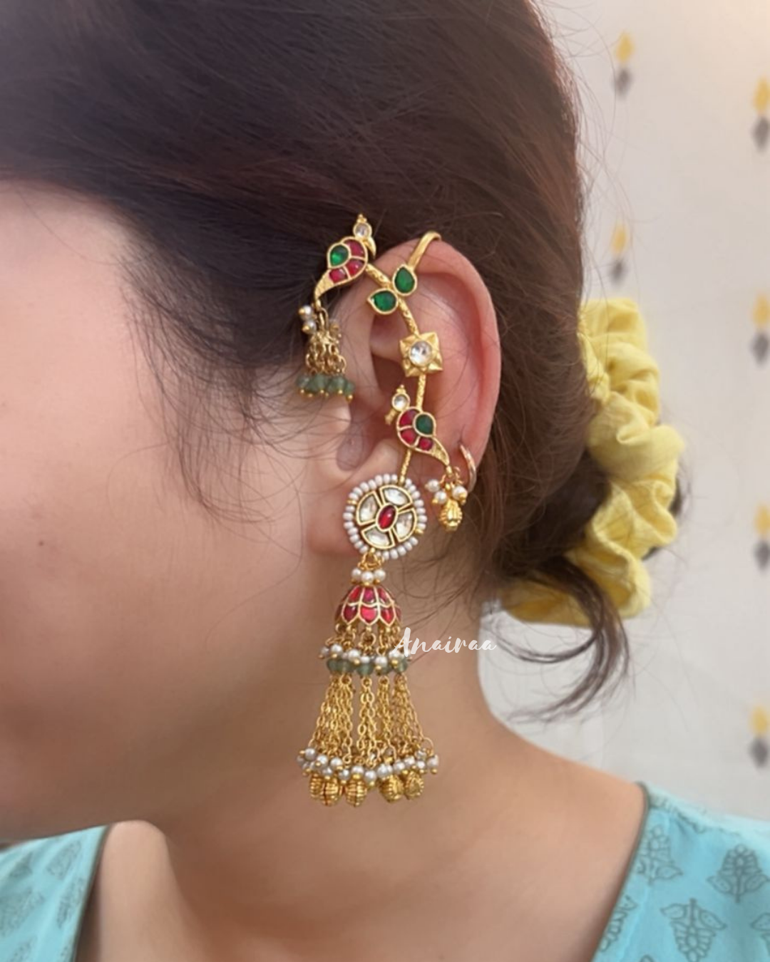 Birdie earcuff jhumkas with earchains