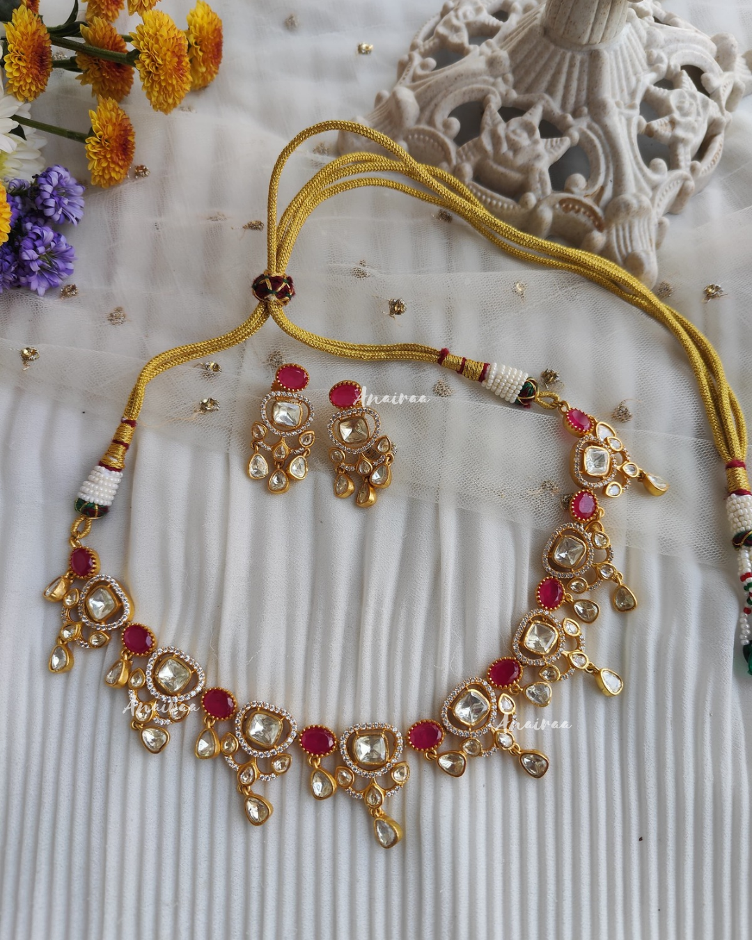 Ruby moissanite choker set