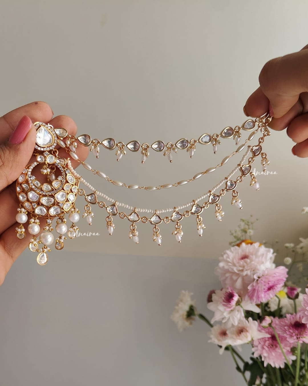 Polki moissanite earrings and earchains