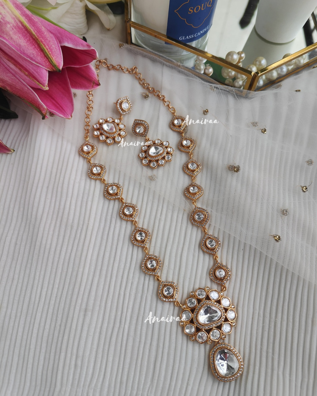 Vriha moissanite long necklace set