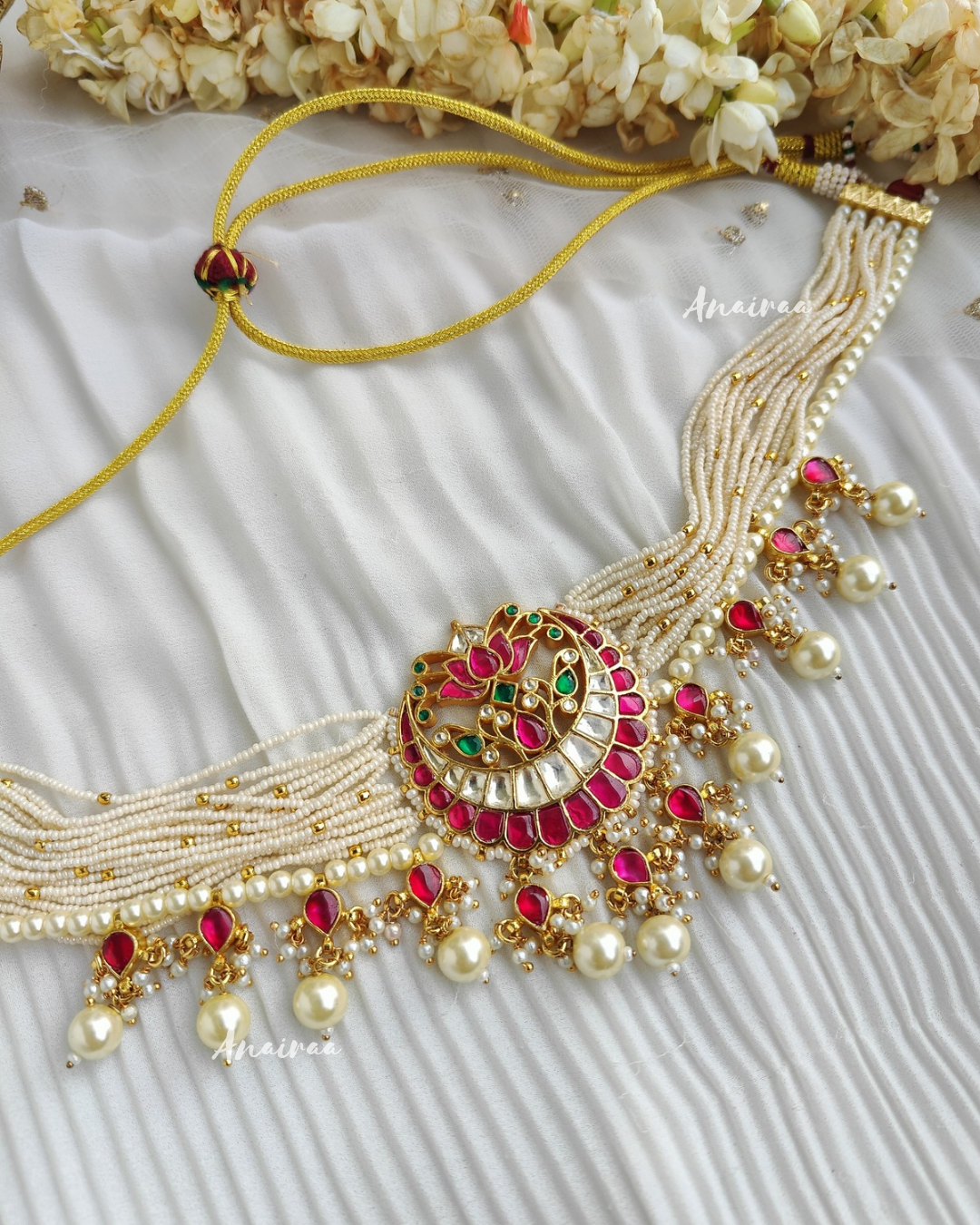 Lotus paachi kundan choker set