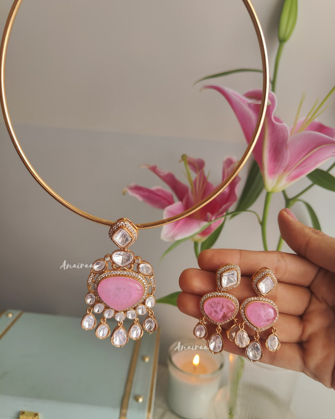 Pastel pink polki hasli