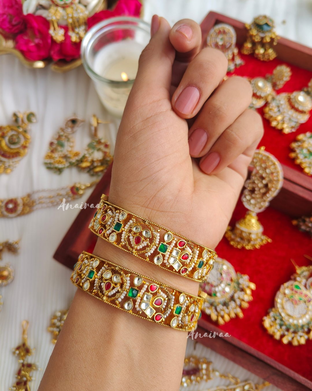Multi colour kundan bangles