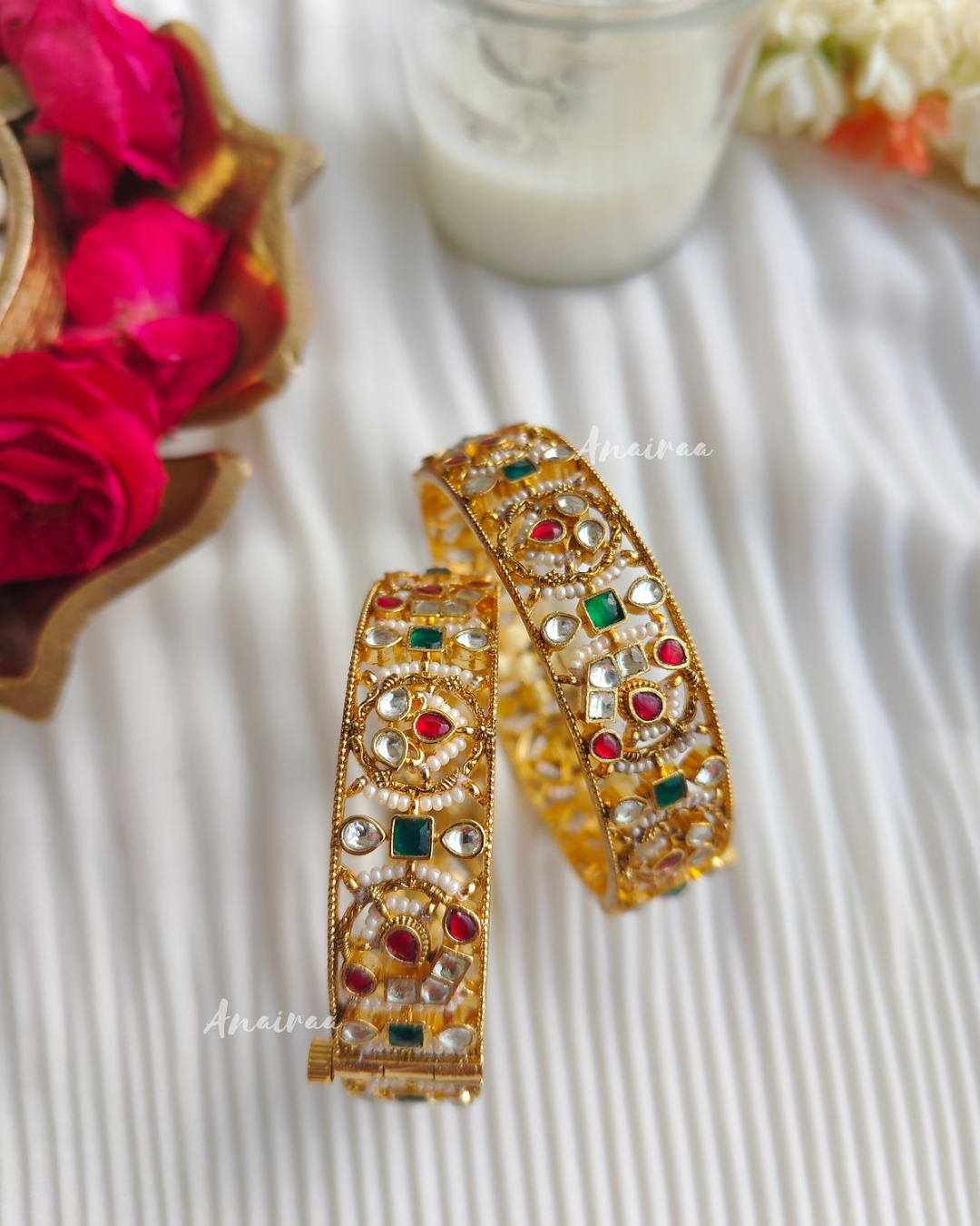 Multi colour kundan bangles