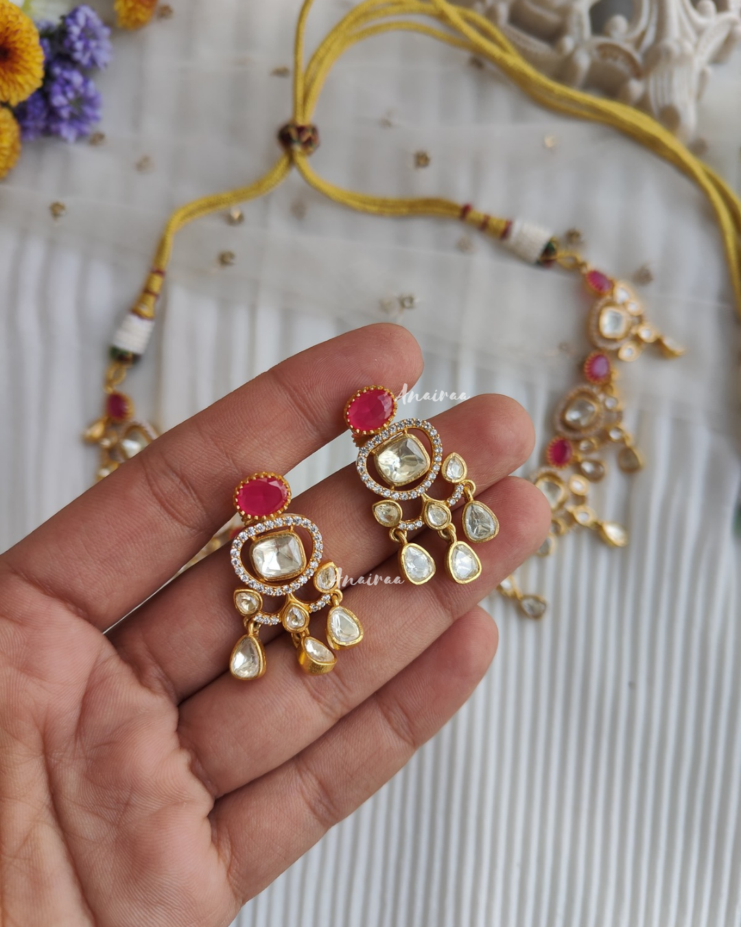 Ruby moissanite choker set