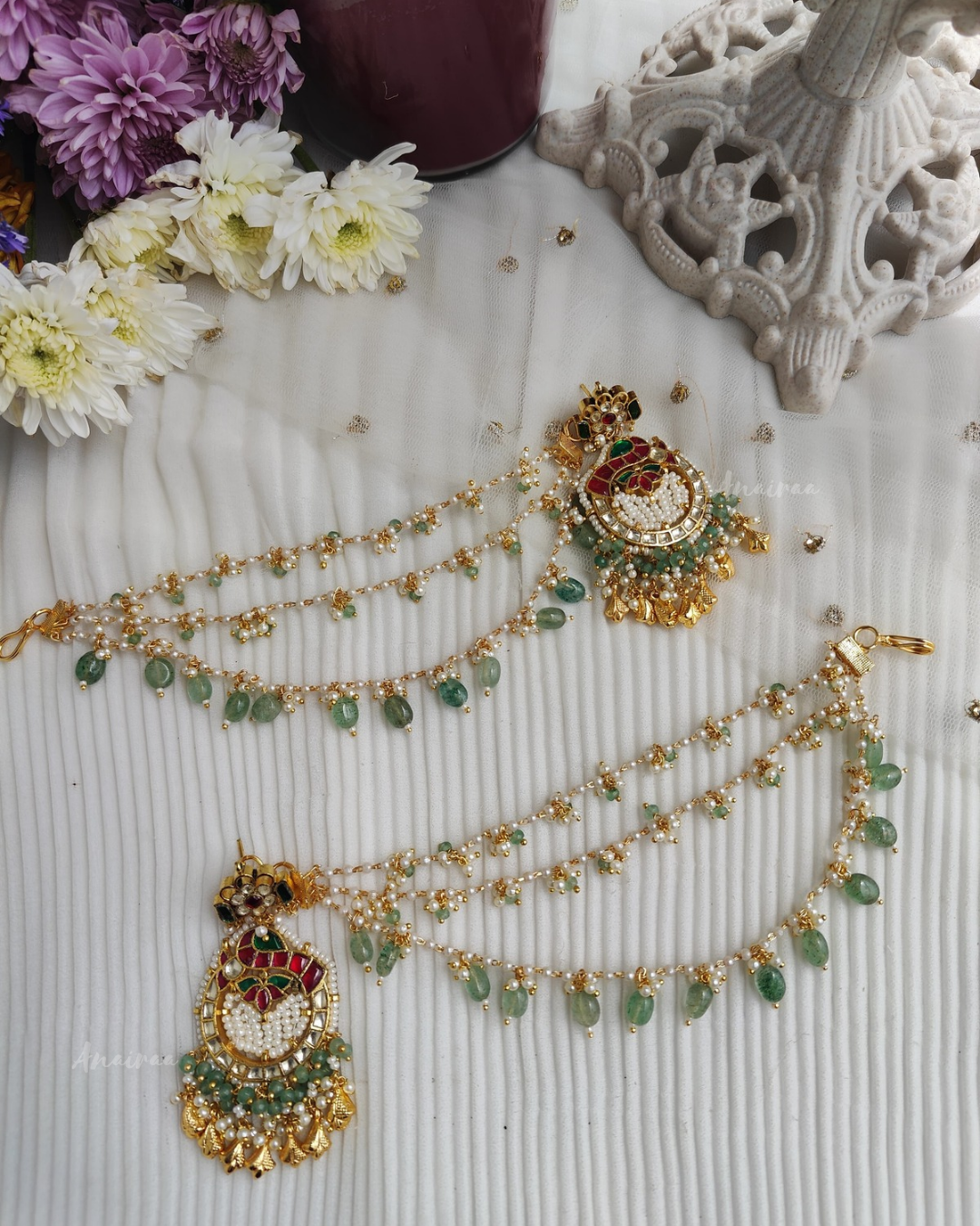 Kundan  pearl beaded earrings