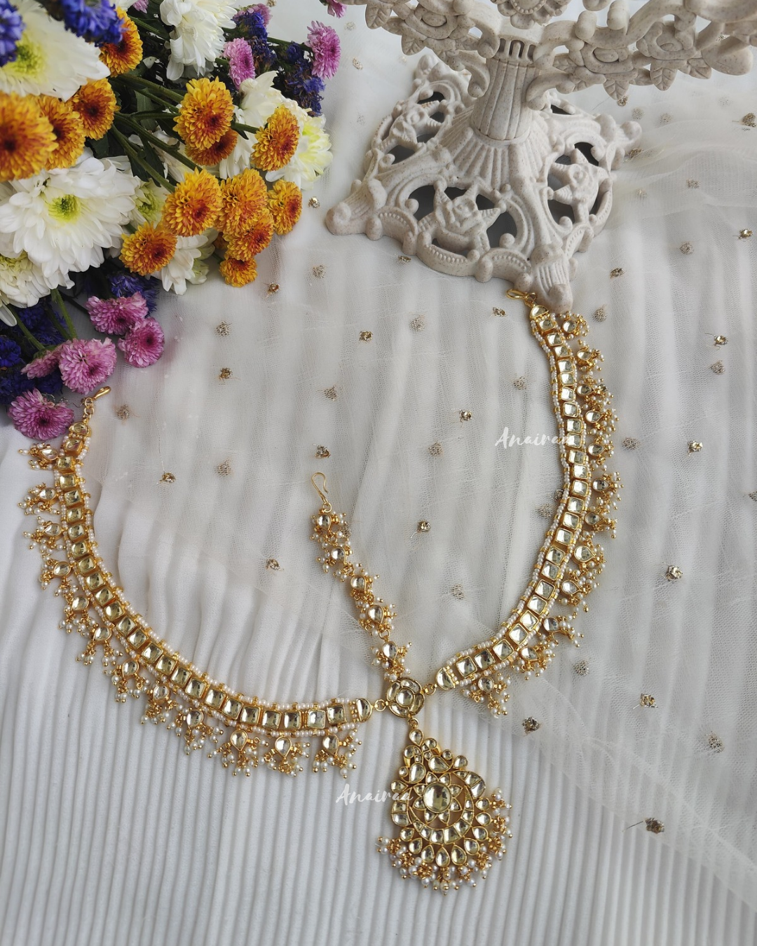 Paachi kundan bridal mathapatti