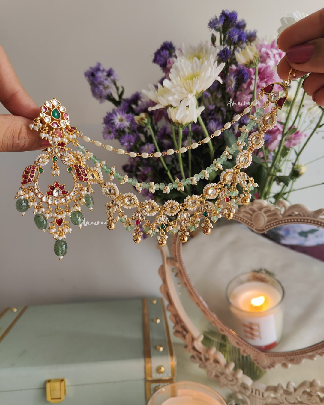 Riya Kundan earrings with earchains