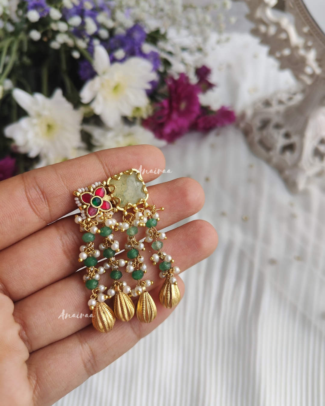 Heritage paachi kundan ring