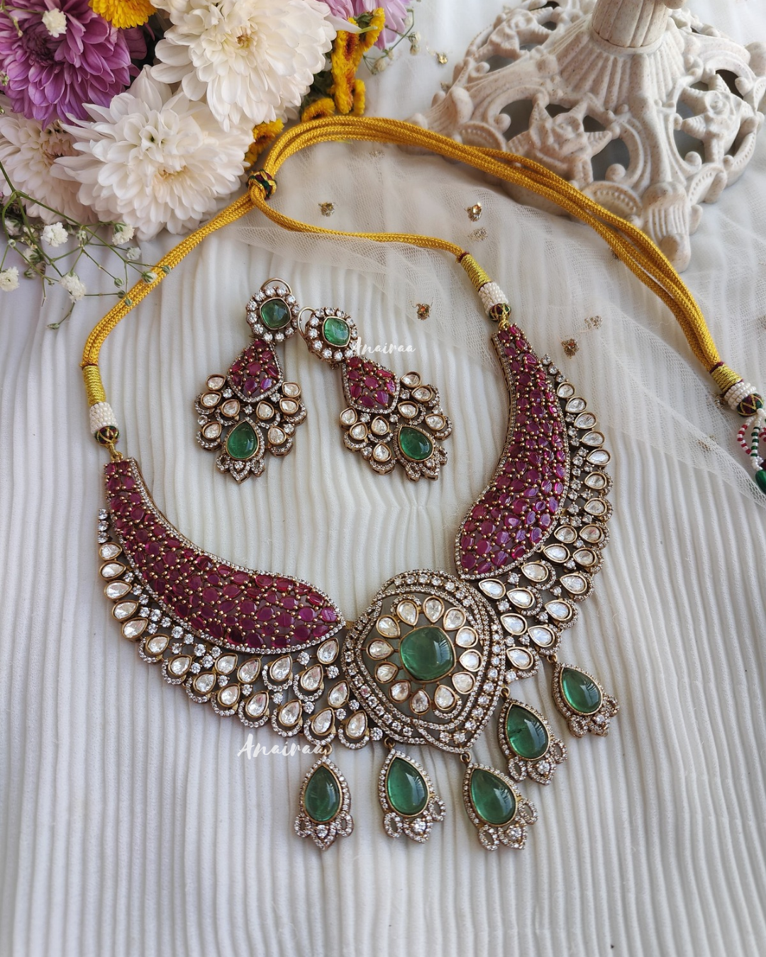 Mishka polki moissanite necklace set