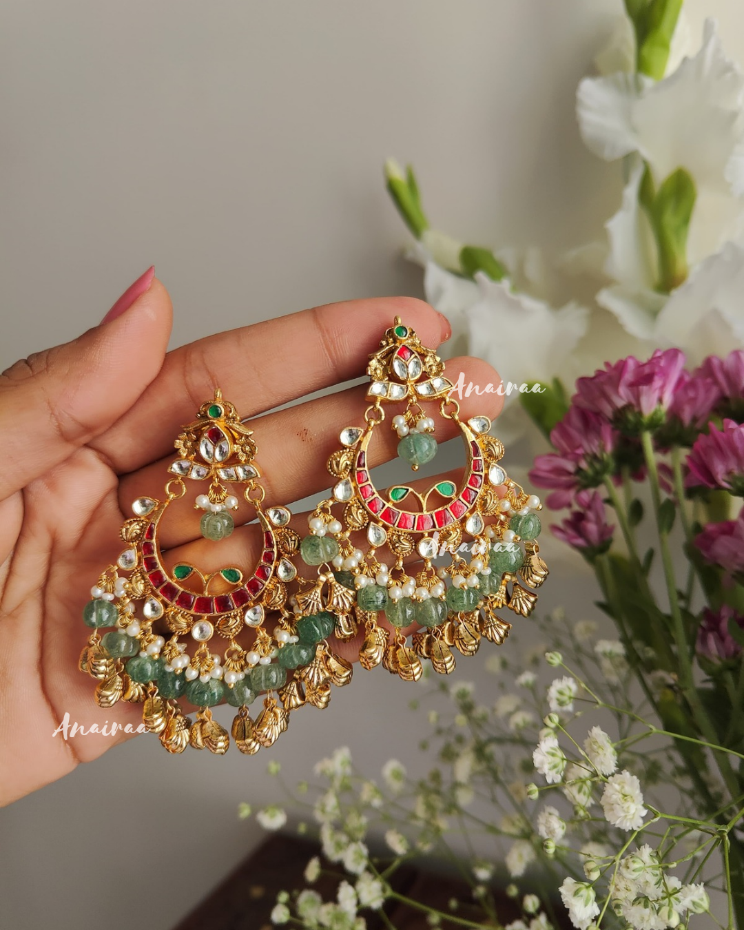Gurpreet paachi kundan chandbali earrings