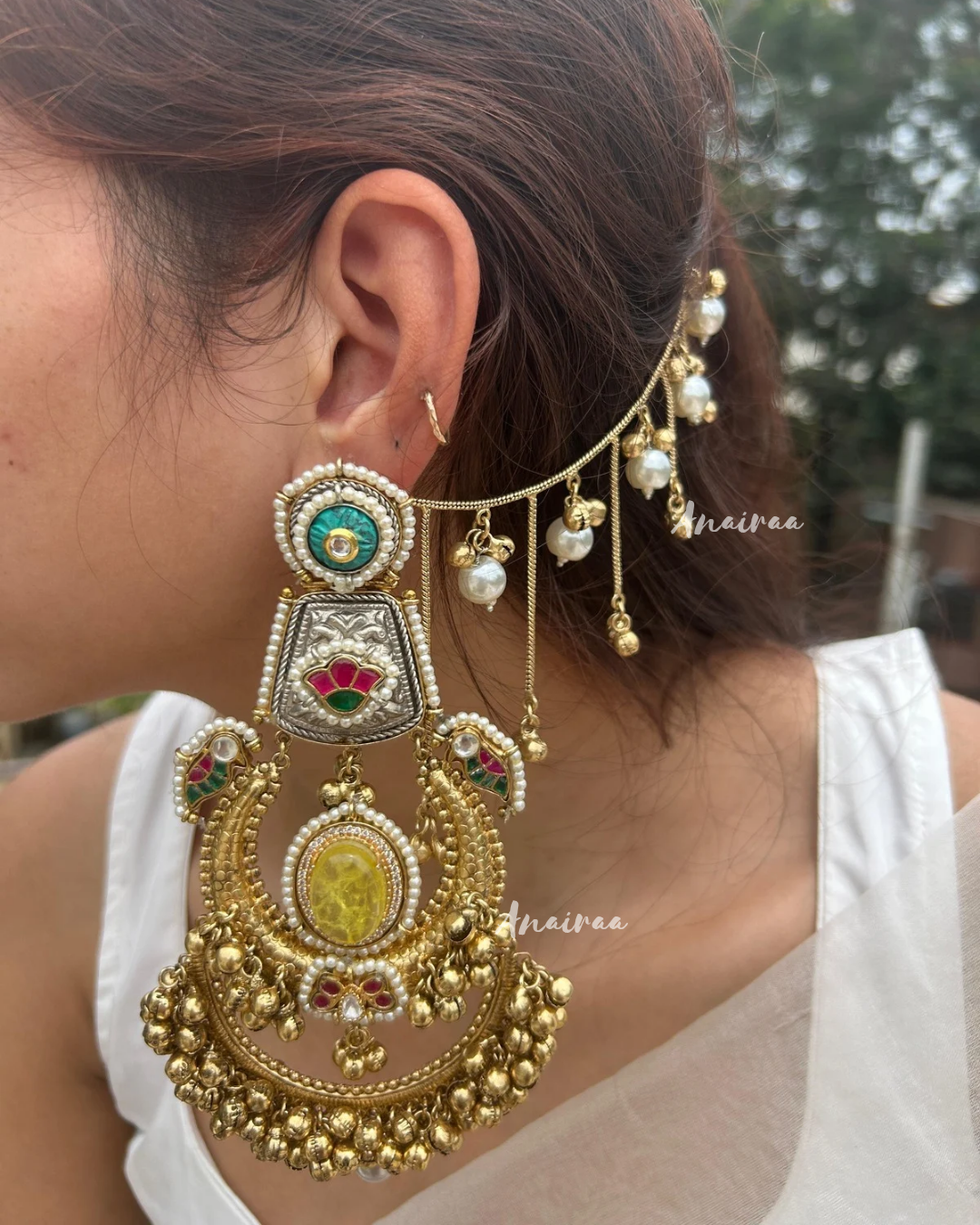 Kashish Kashmiri ghungroo earrings with earchains