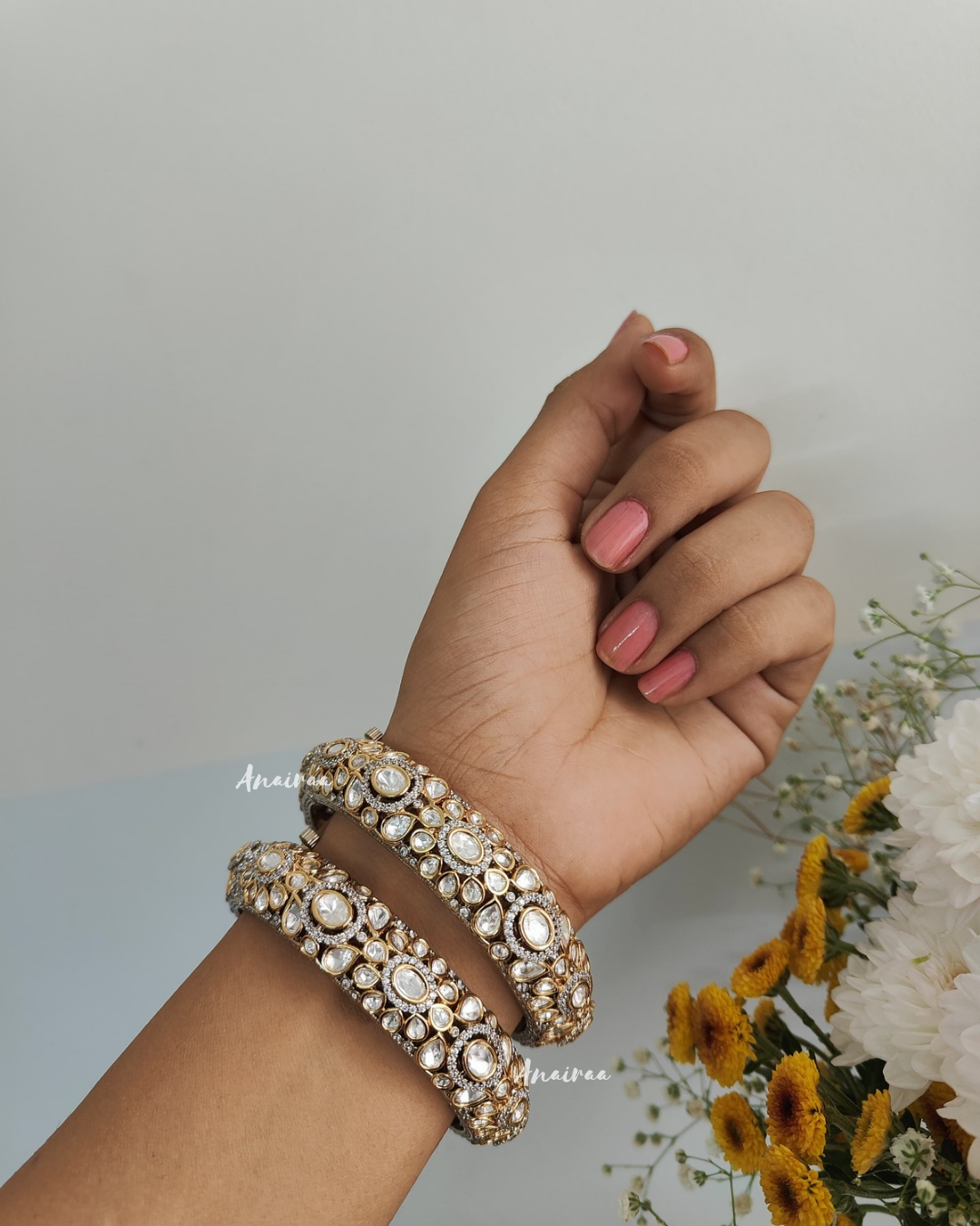 Polki sliver openable bangles