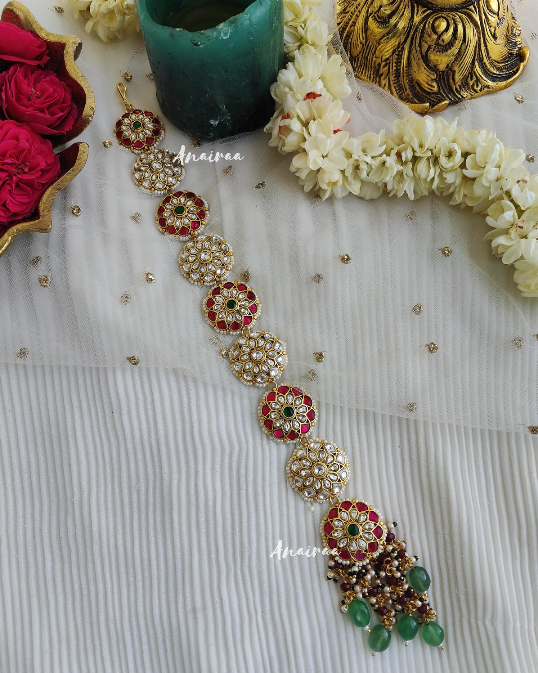 Multi color paachi kundan chotla