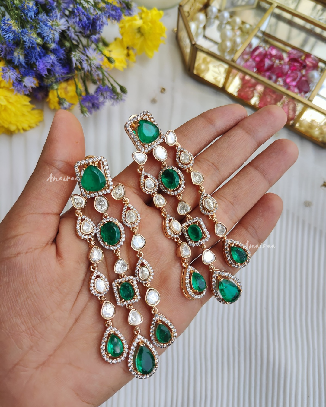Emerald cocktail earrings