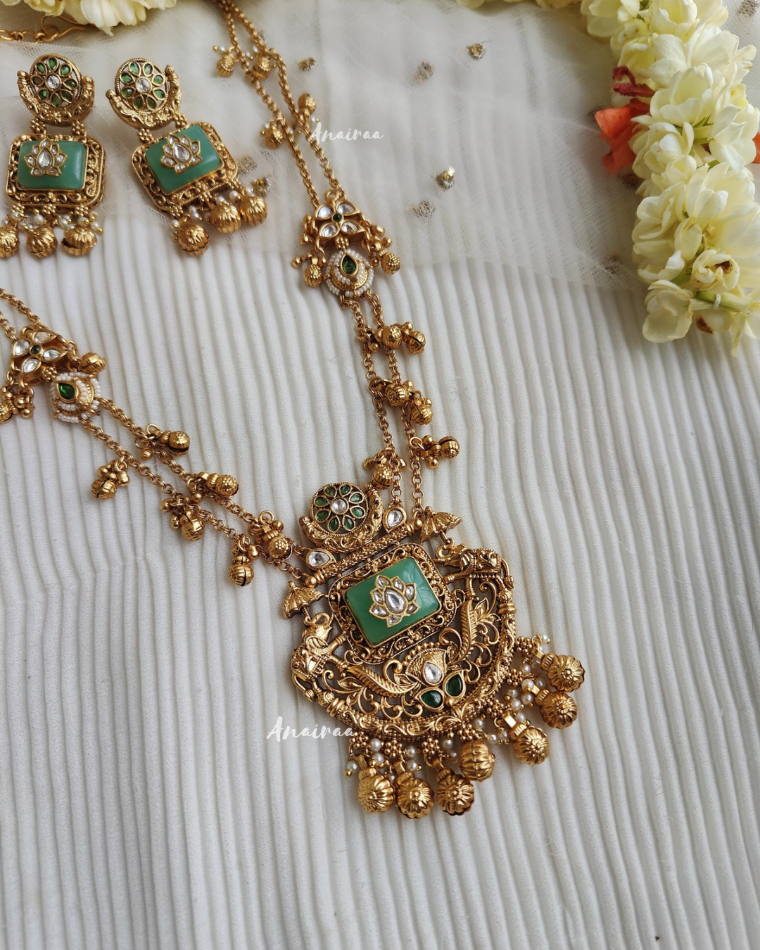 Antique kundan long necklace set