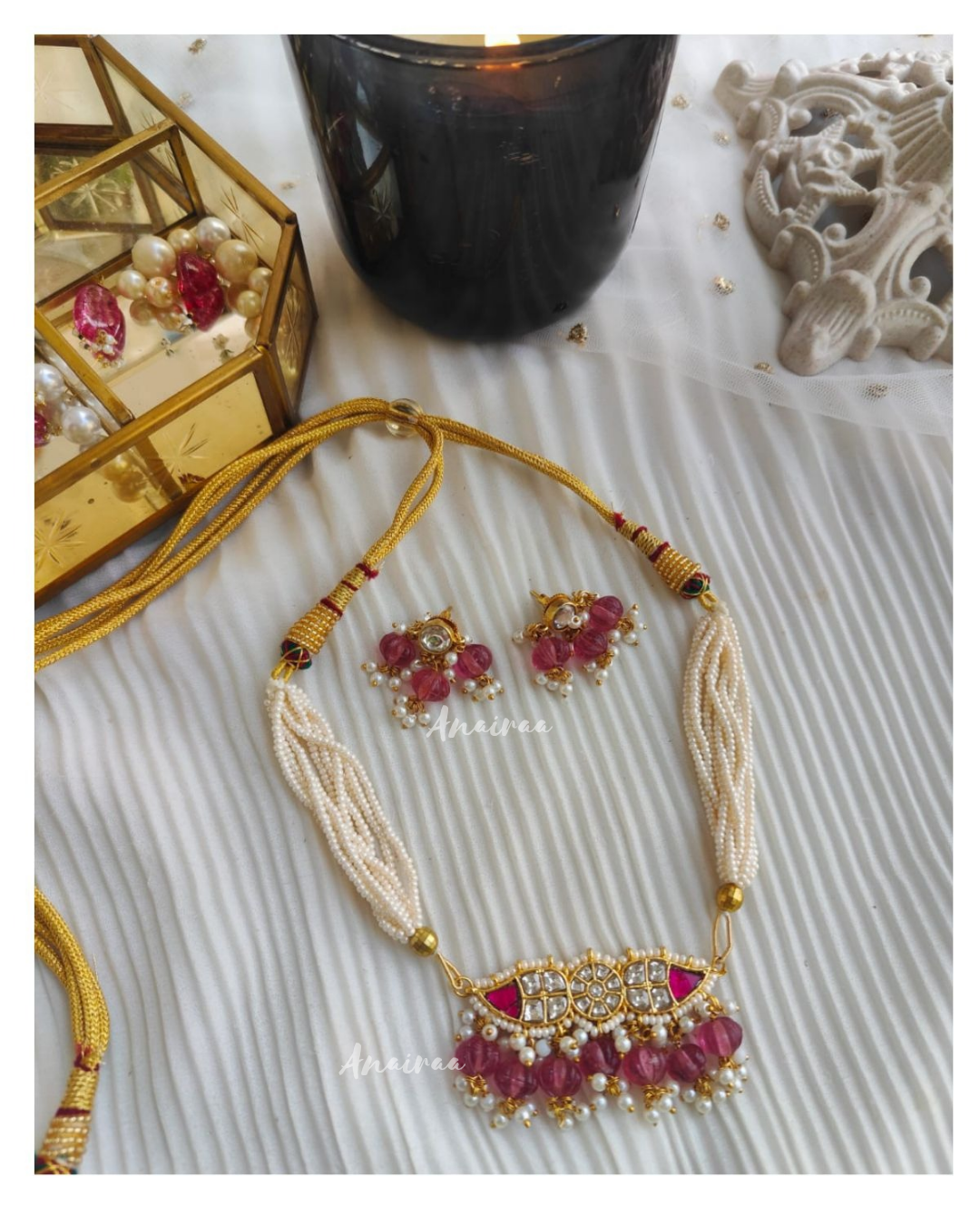 Kundan chid set with tourmaline  beads