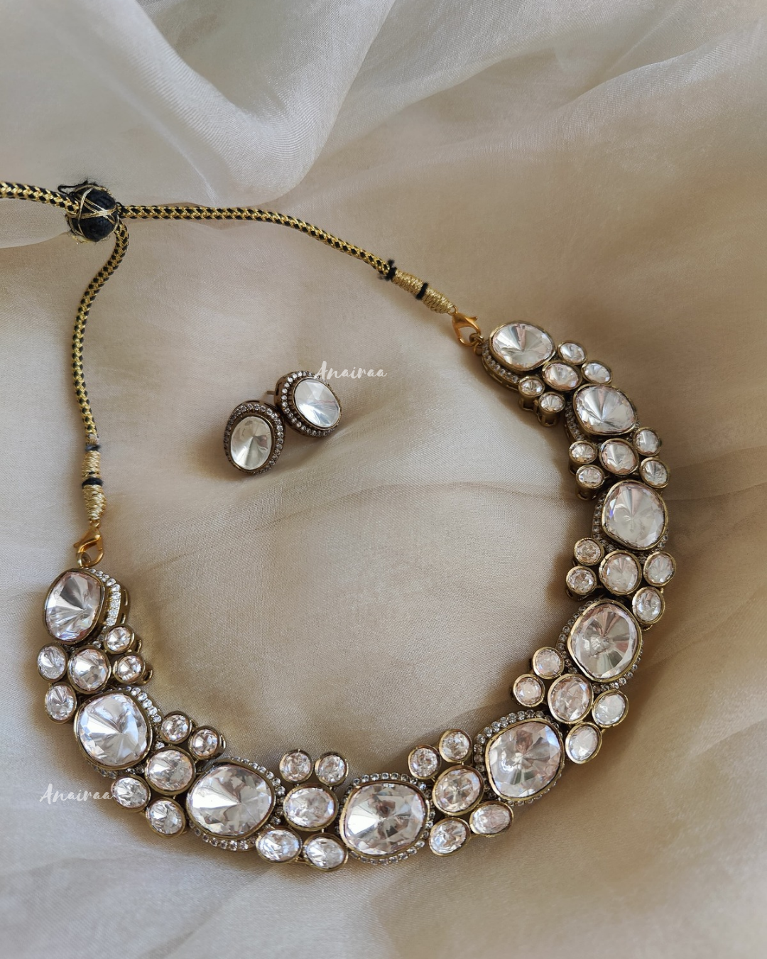 Polki Moissanite choker with studs