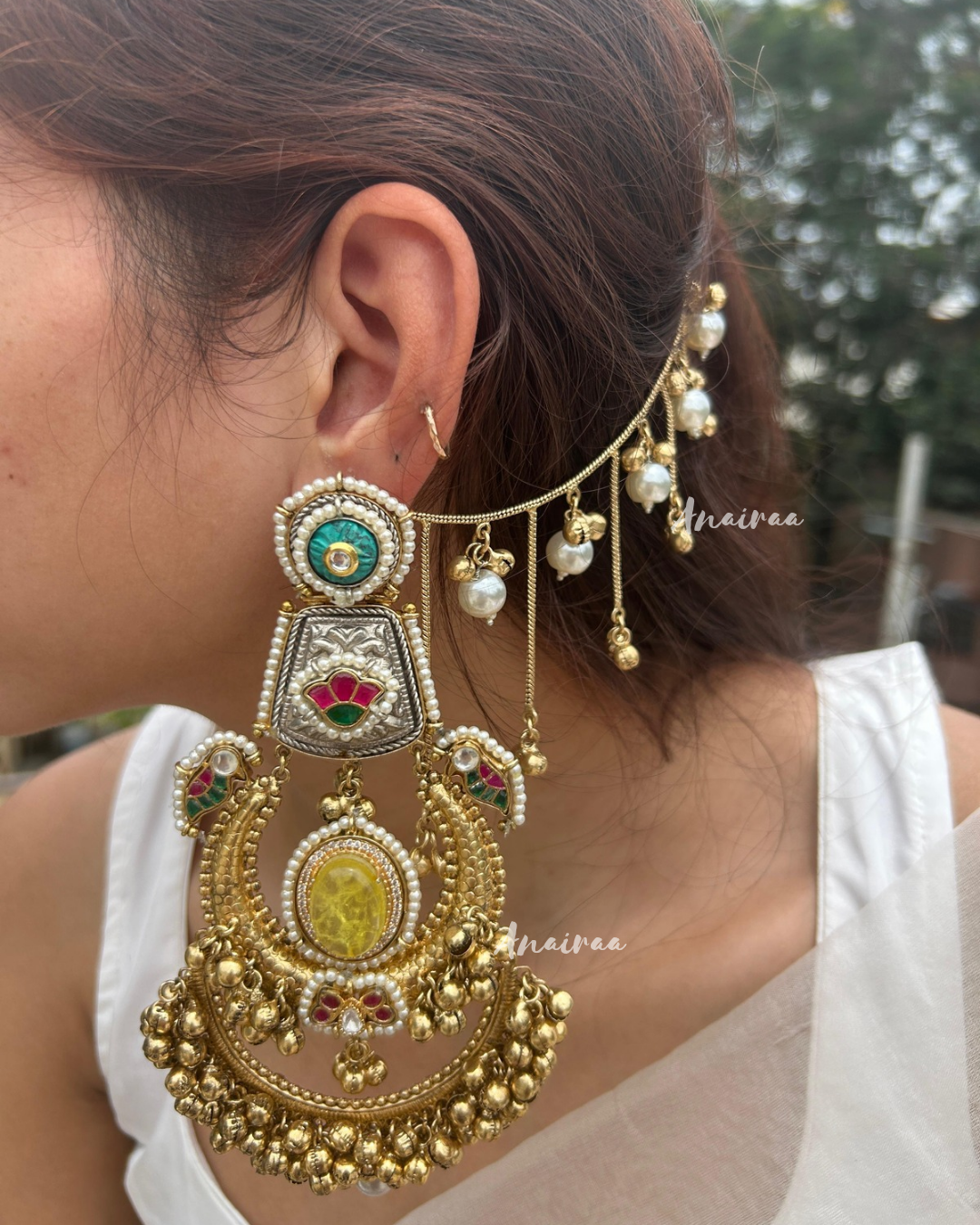 Kashish Kashmiri ghungroo earrings with earchains