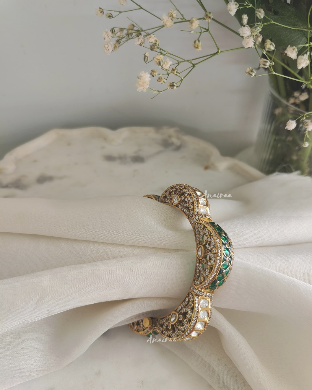 Polki  Emerald bangle(single pc)