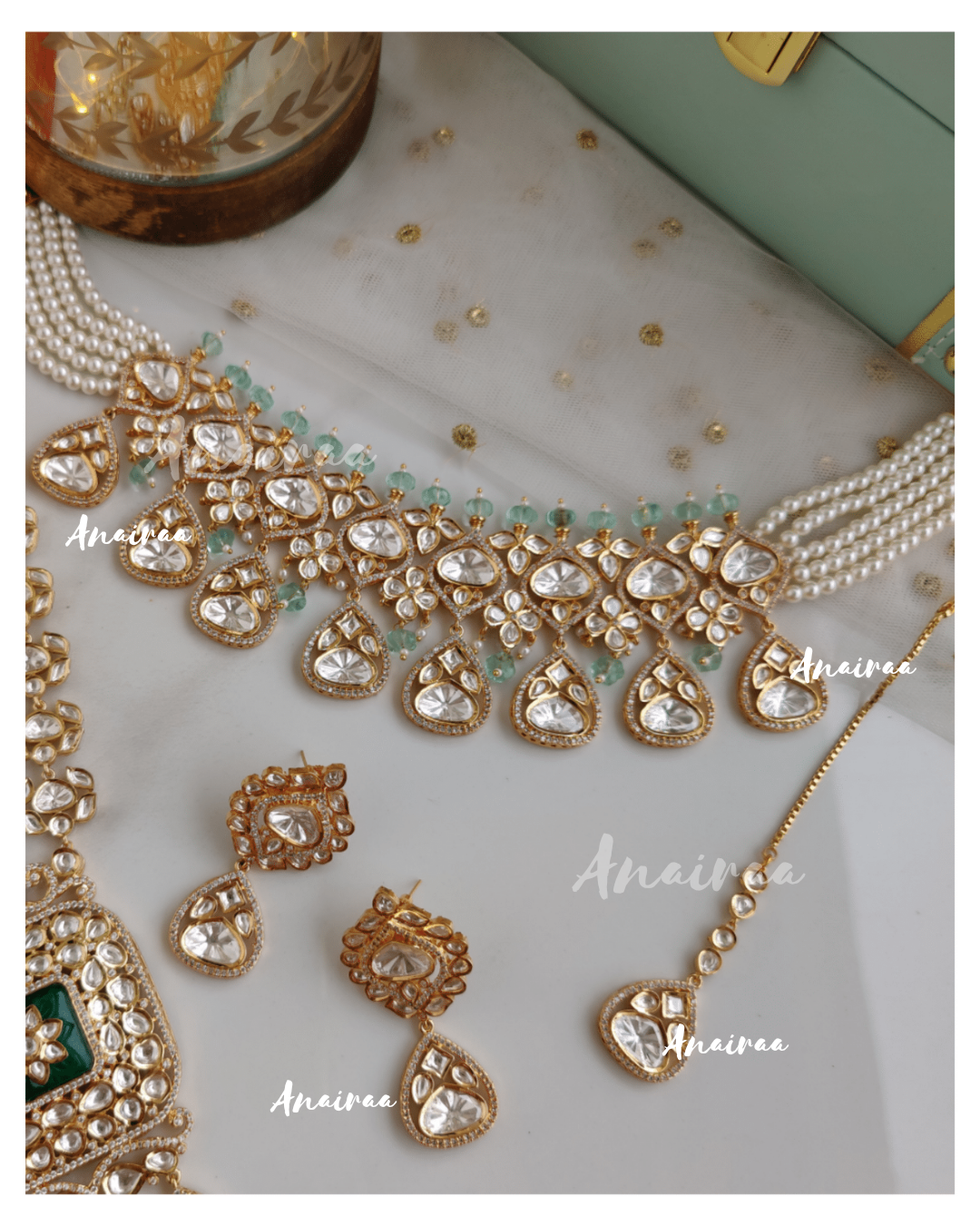 Polki choker set with mangtikka