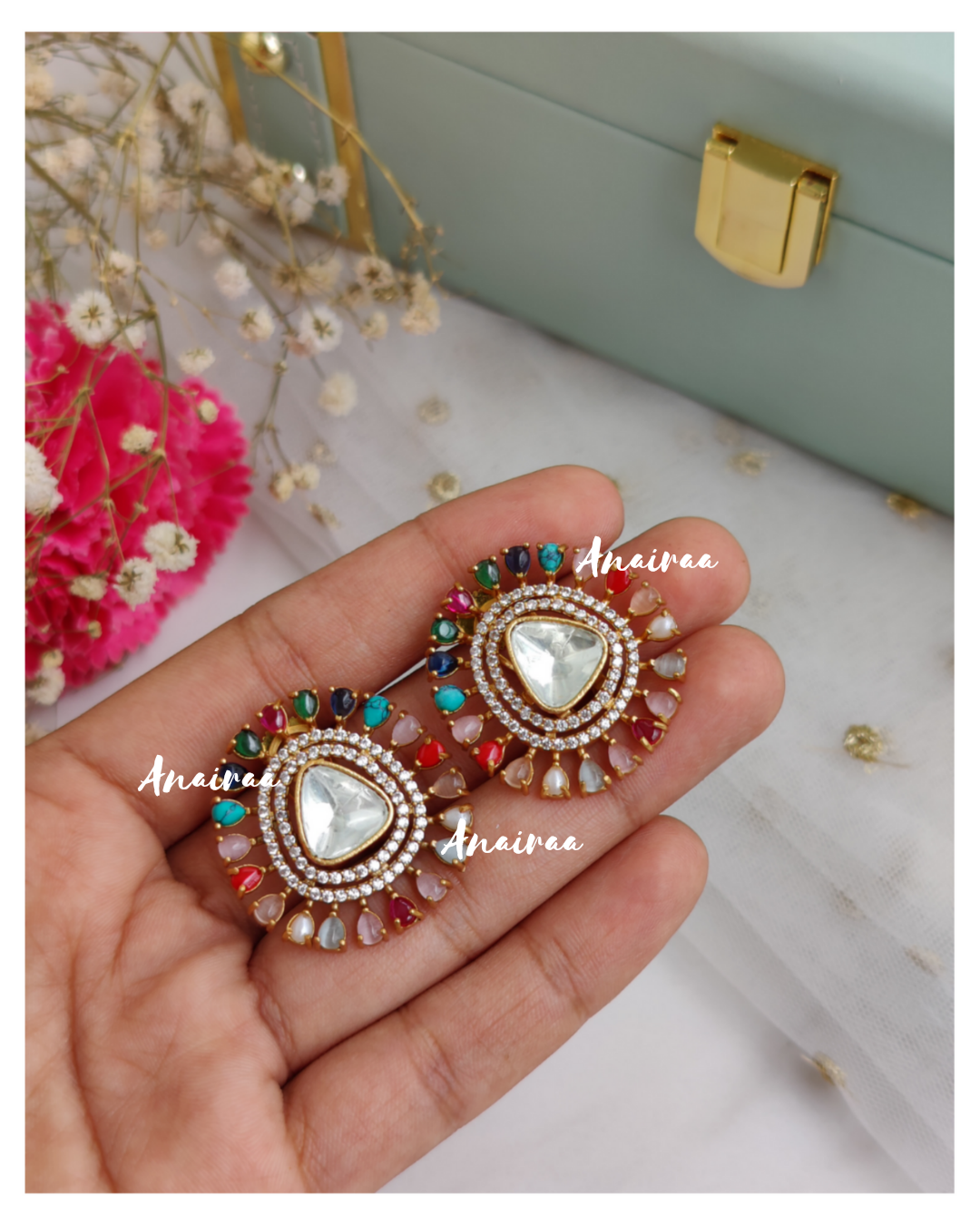 Polki navratan studs