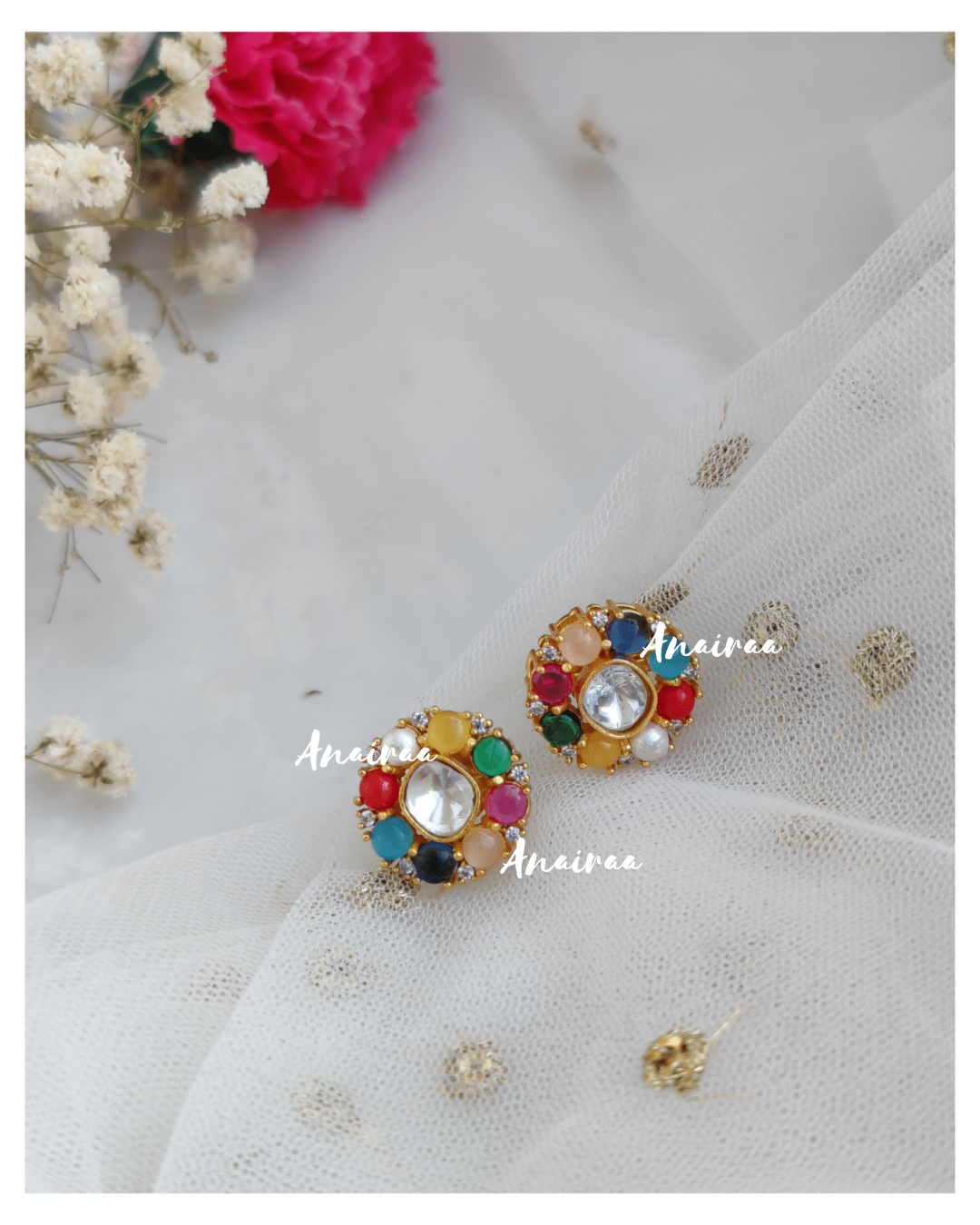 Navratan polki studs