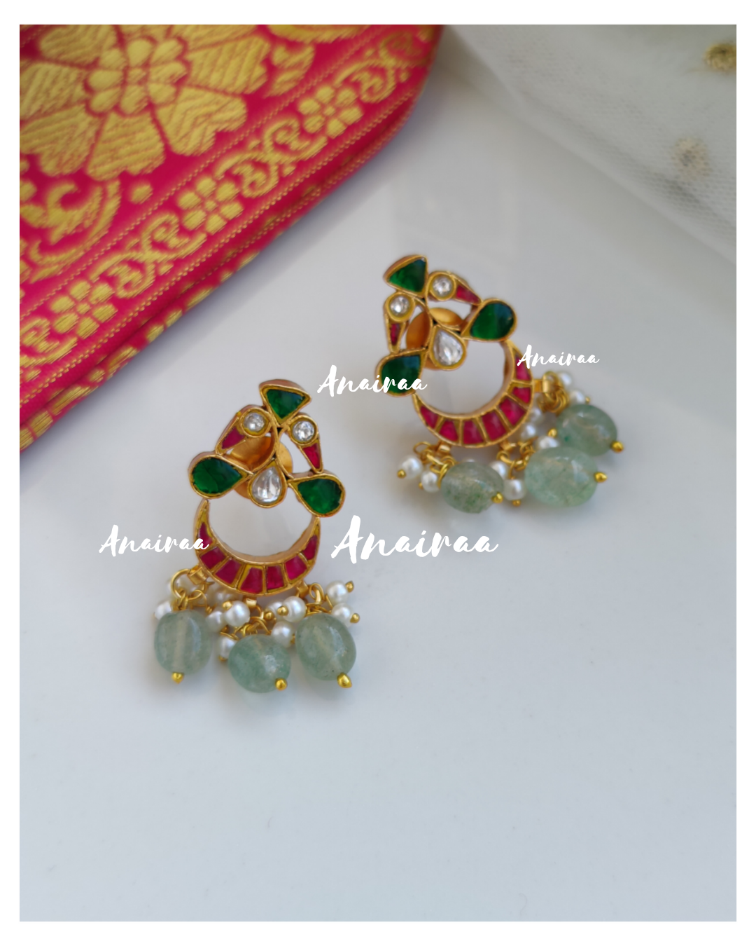 kundan peacock earrings