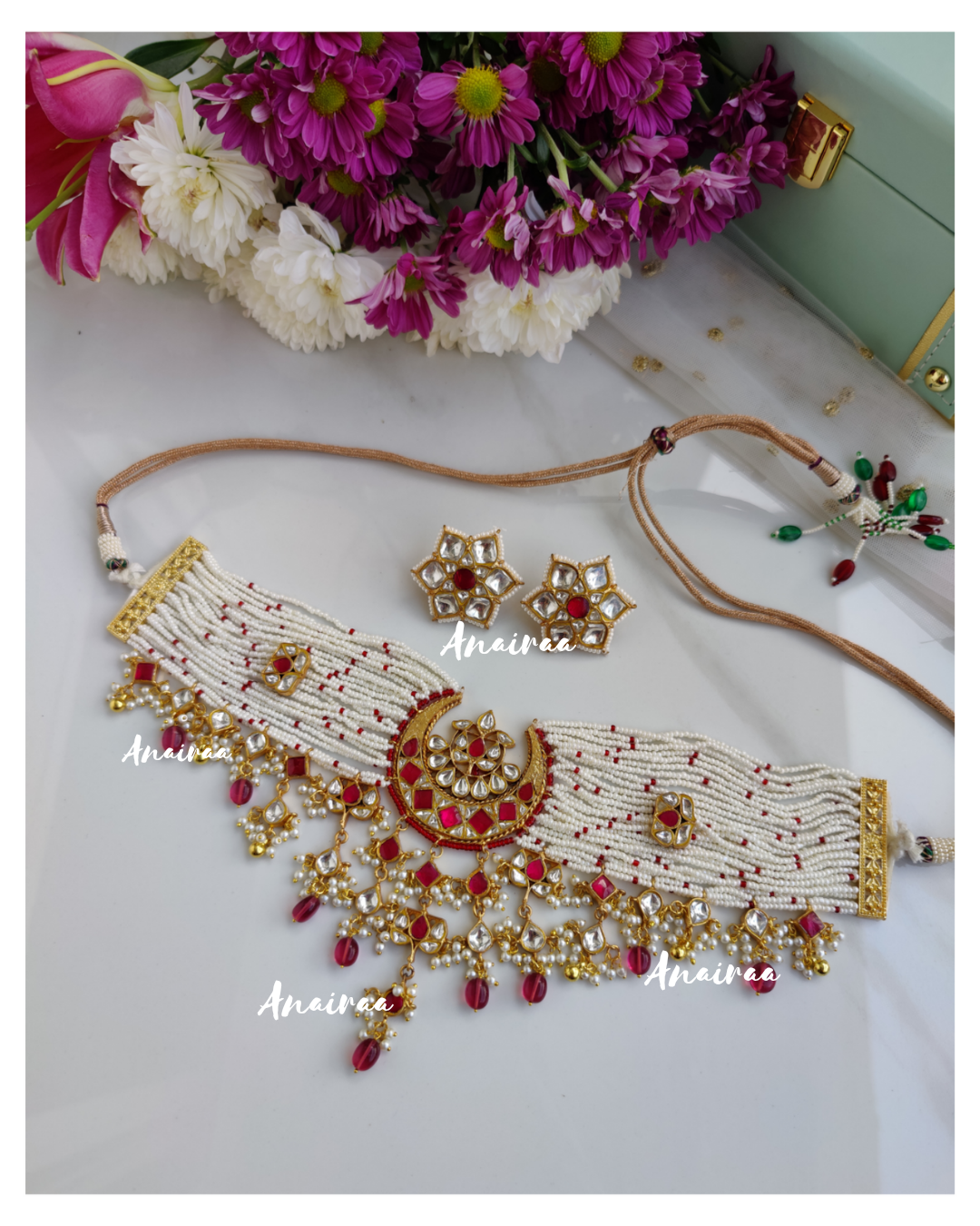 Ruby kundan chand choker set(dispatch 15 days)