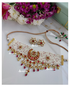 Ruby kundan chand choker set(dispatch 15 days)