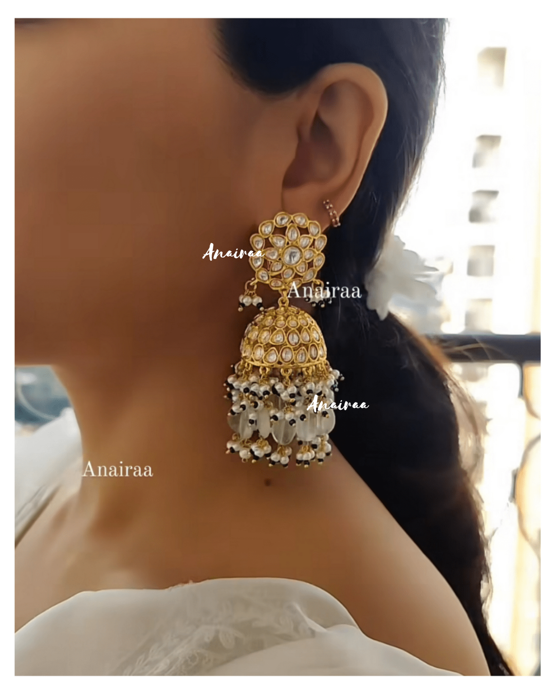 Polki Jhumkas with flourites