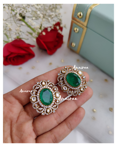 Doublet emerald Victorian studs