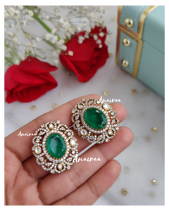 Doublet emerald Victorian studs