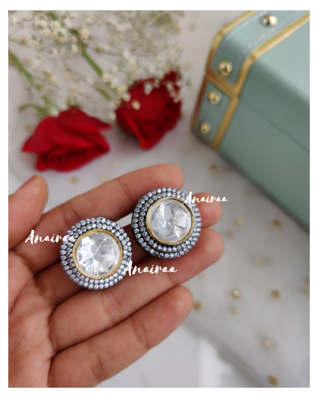 Polki diamond studs