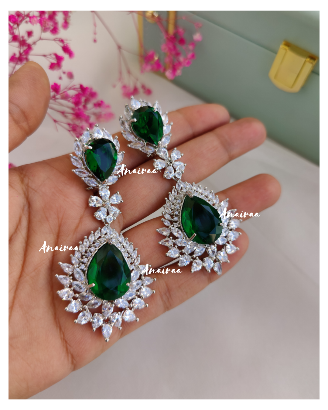 Emerald diamond earrings