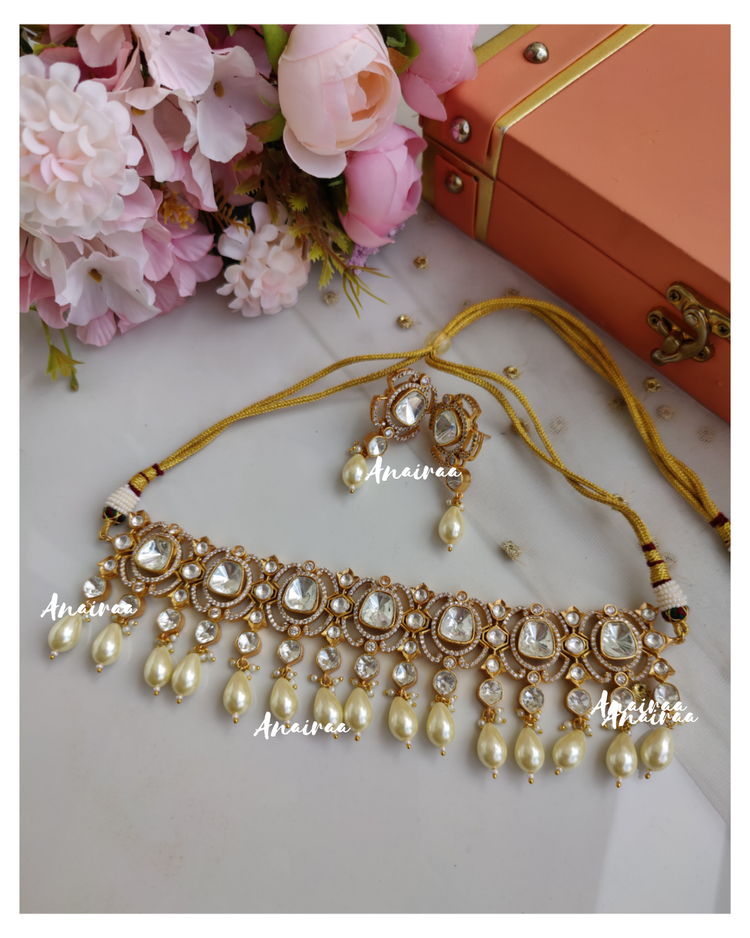 Polki choker set with pearls