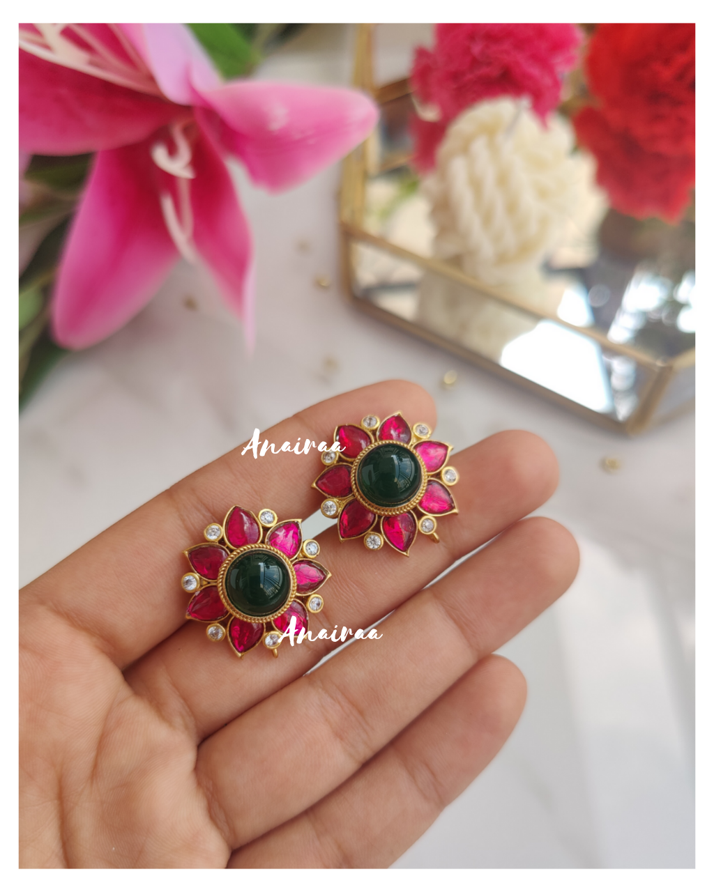 Ruby emerald kemp studs